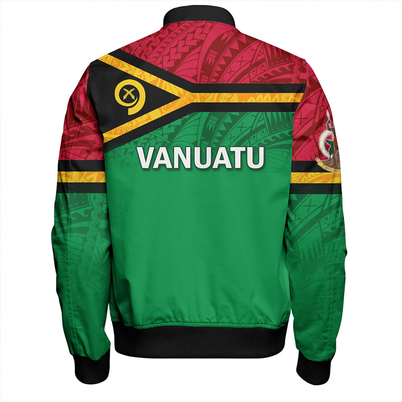 Vanuatu Bomber Jacket - Flag Color With Traditional Patterns