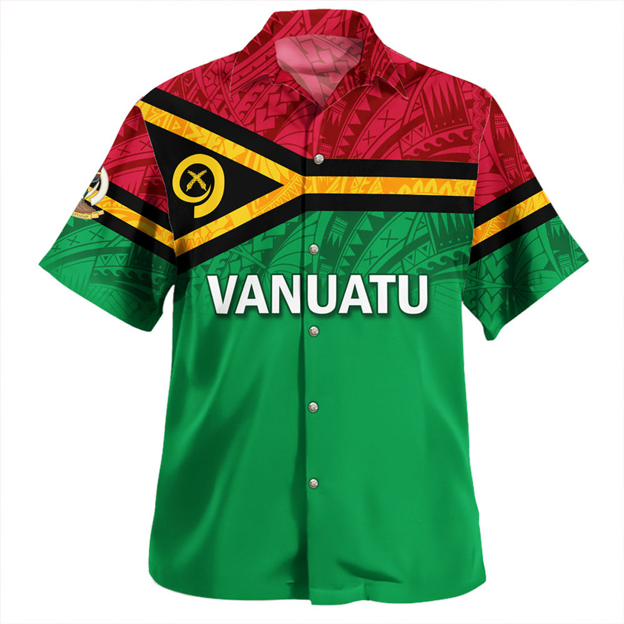 Vanuatu Hawaiian Shirt - Flag Color With Traditional Patterns