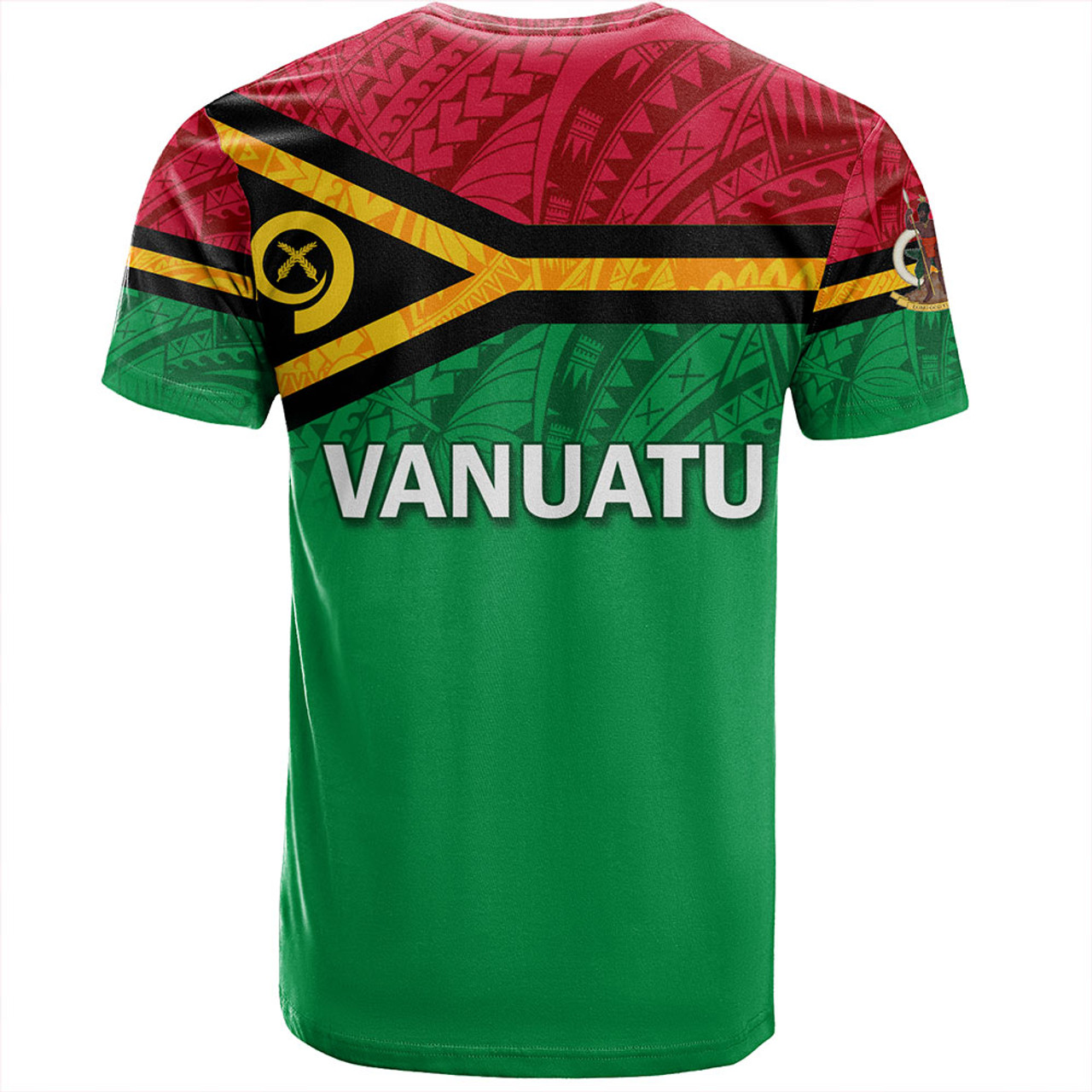 Vanuatu T-Shirt - Flag Color With Traditional Patterns