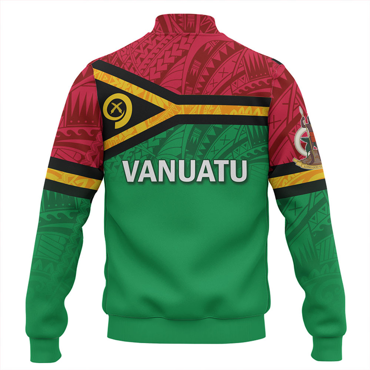 Vanuatu Baseball Jacket - Flag Color With Traditional Patterns