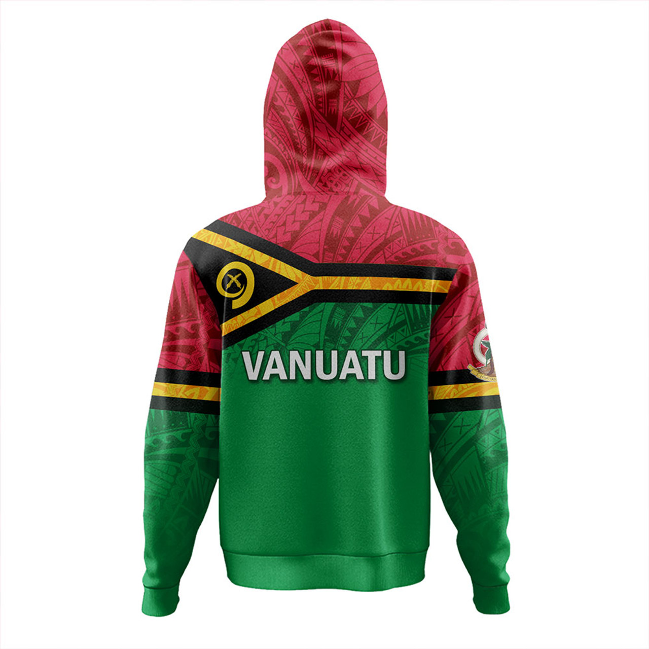 Vanuatu Hoodie - Flag Color With Traditional Patterns