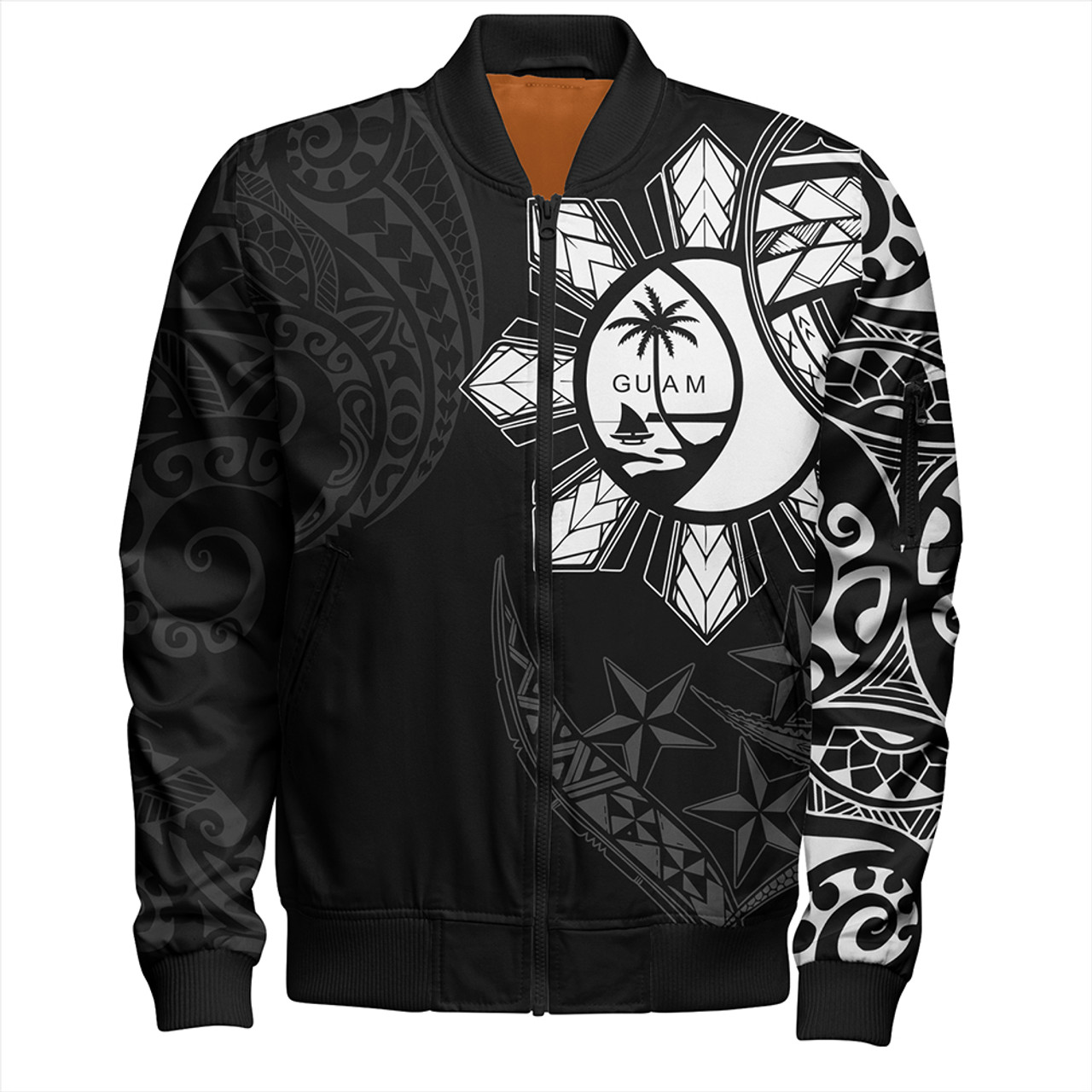 Philippines Bomber Jacket With Guam Seal Tribal Sun In My Heart