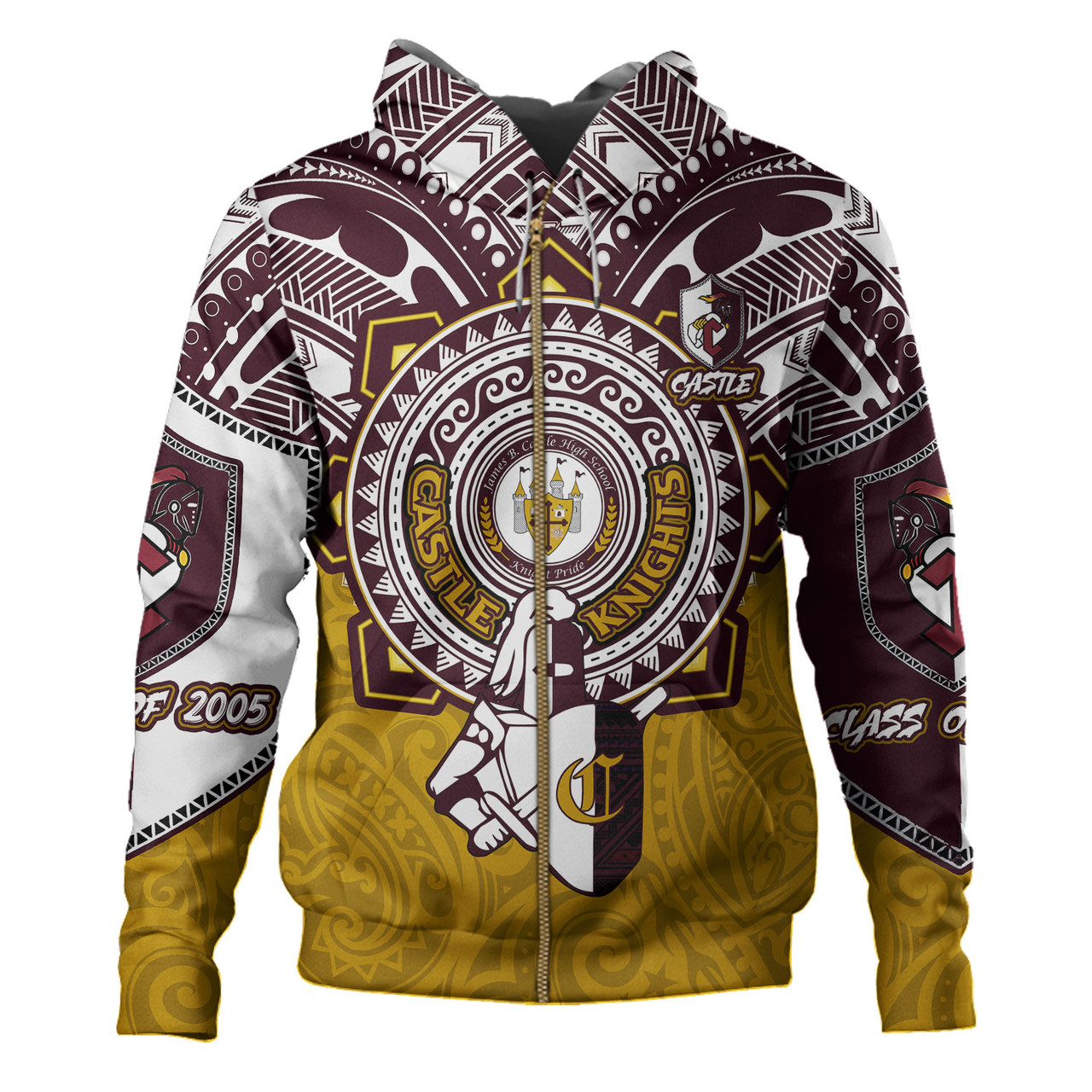 Hawaii Hoodie Custom James B. Castle High School Super Castle Knights Tribal Style