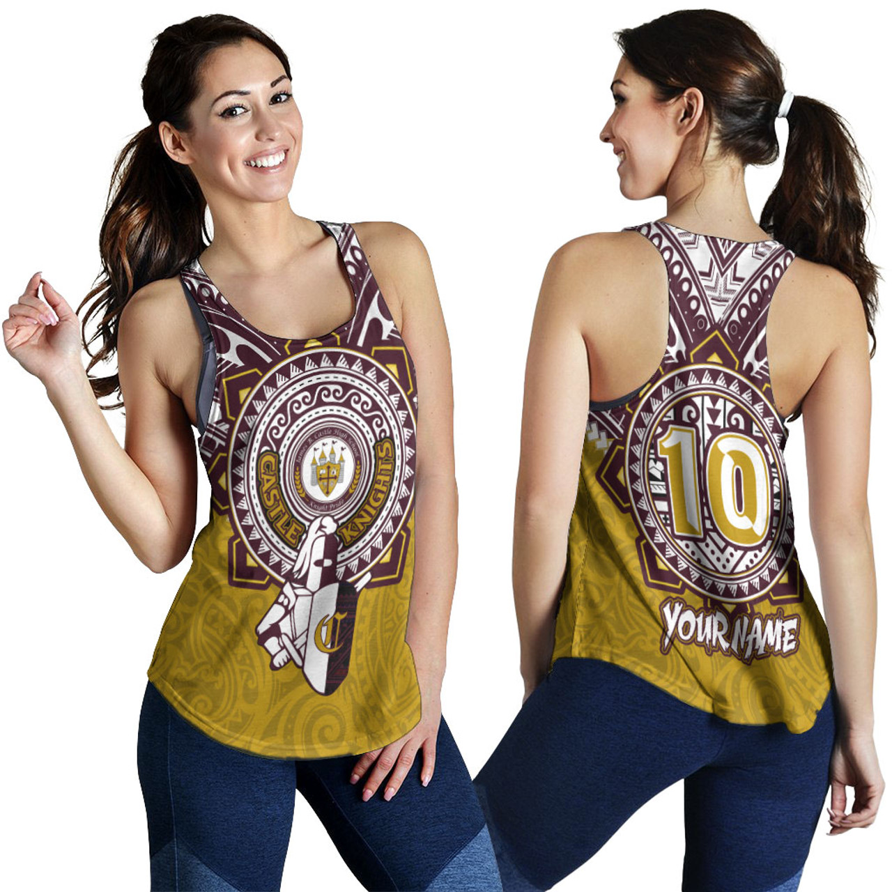 Hawaii  Women Tank Custom James B. Castle High School Super Castle Knights Tribal Style