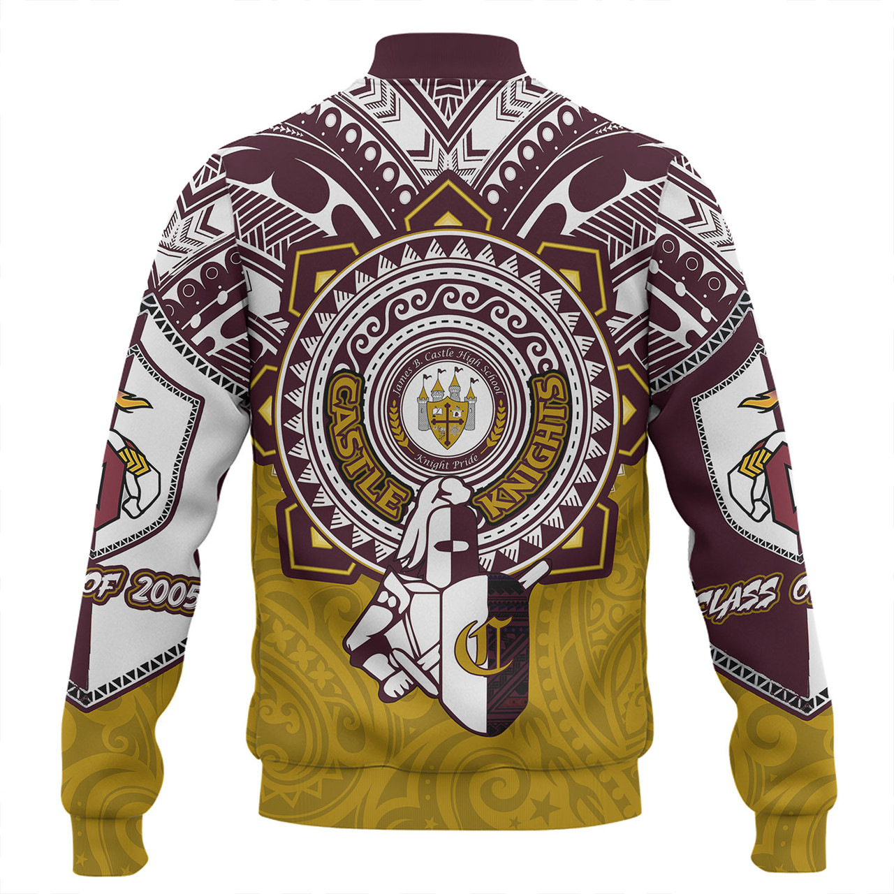 Hawaii Baseball Jacket Custom James B. Castle High School Super Castle Knights Tribal Style