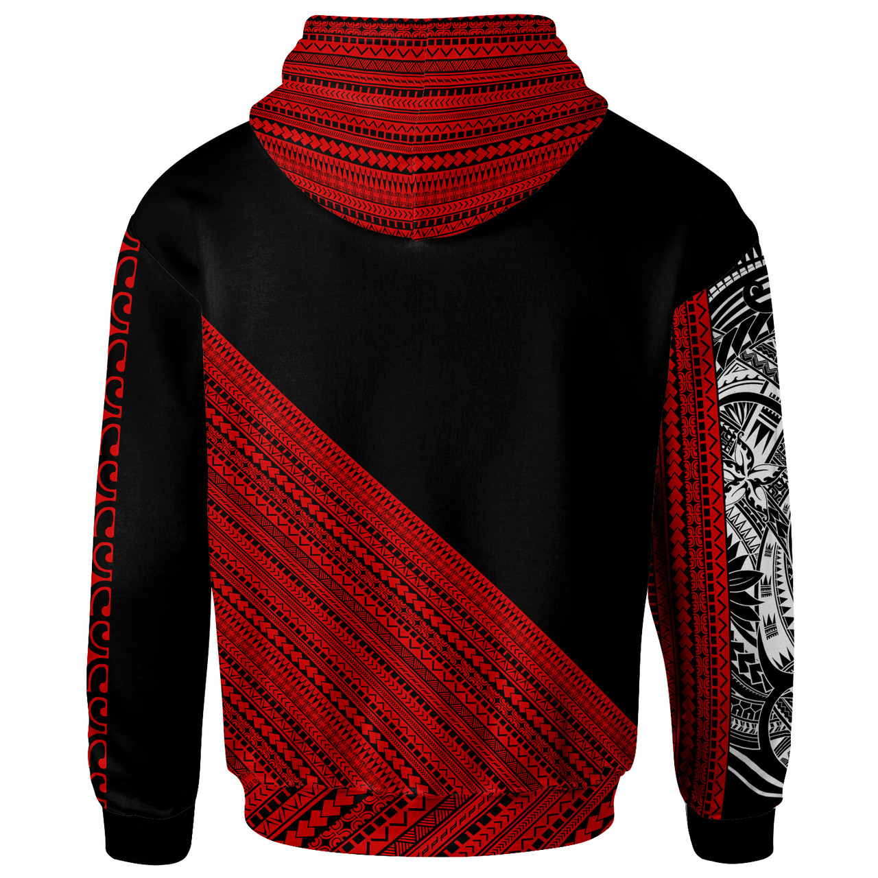 Polynesian Custom Personalised Hoodie - Diagonal Pattern Red2