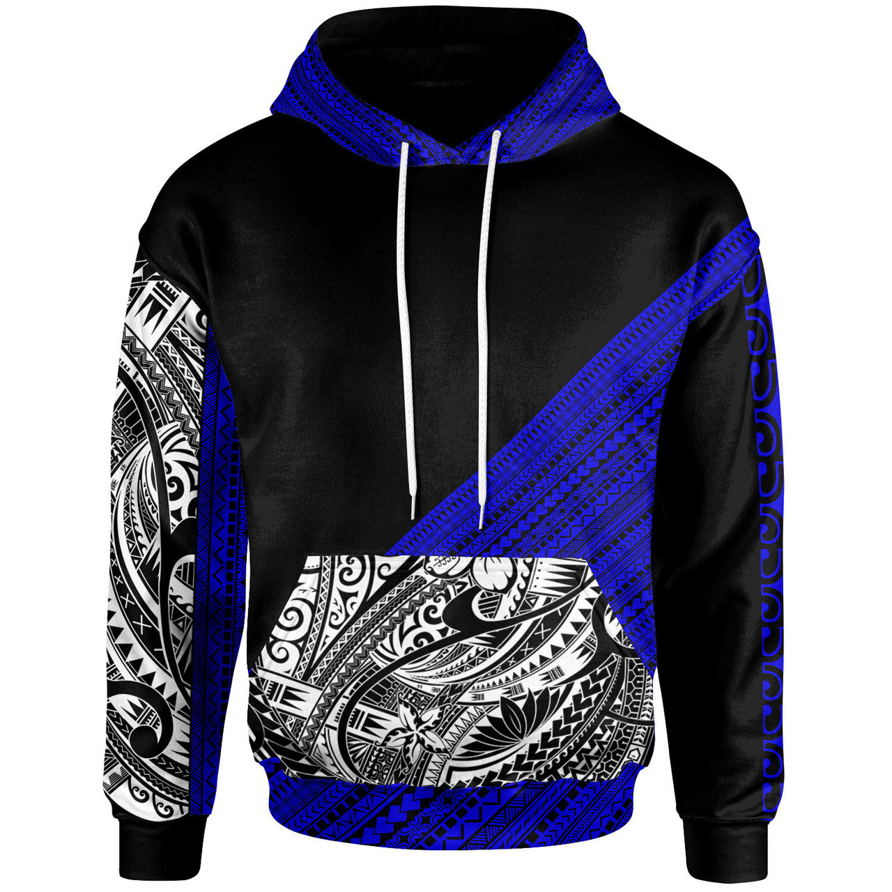 Polynesian Custom Personalised Hoodie - Diagonal Pattern Full Color