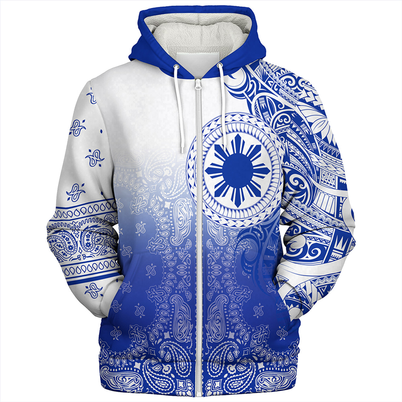 Philippines Sherpa Hoodie Custom Pattern With Paisley Style