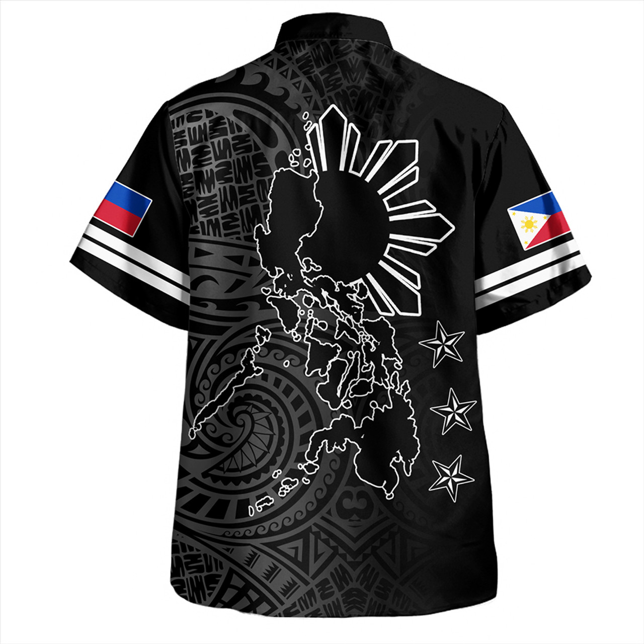 Philippines Hawaiian Shirt Lauhala Half Concept Black