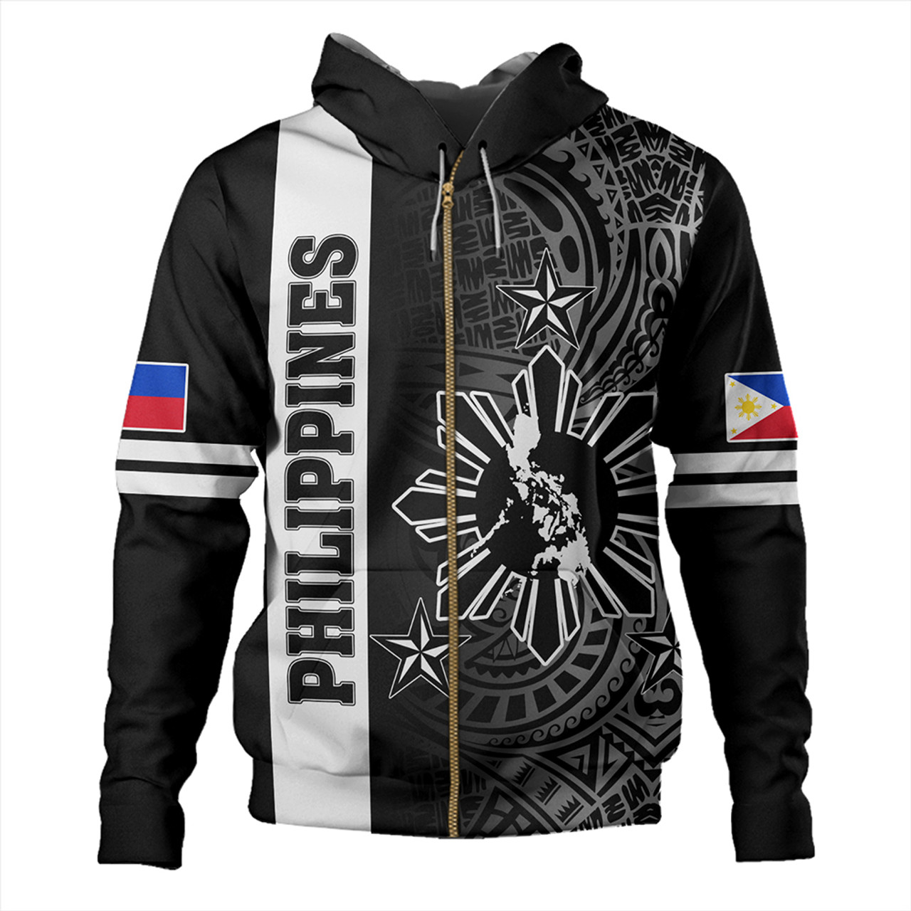 Philippines Hoodie Lauhala Half Concept Black