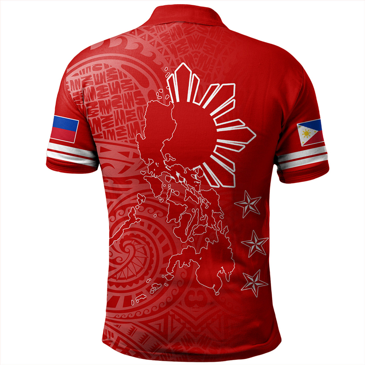 Philippines Polo Shirt Lauhala Half Concept Red