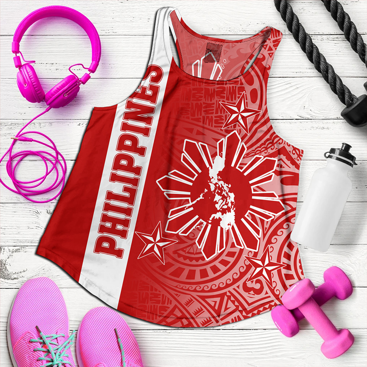 Philippines Women Tank Lauhala Half Concept Red