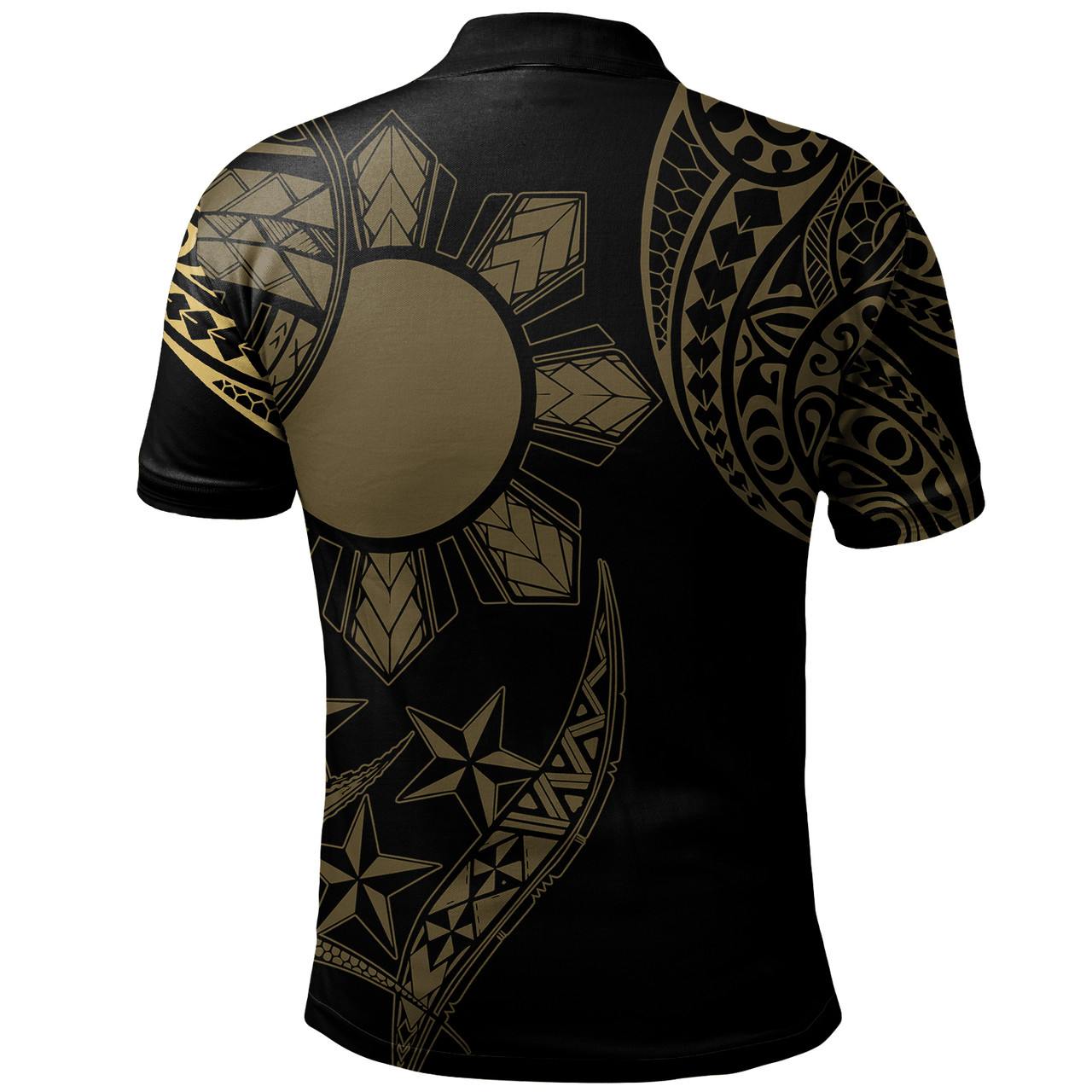 Philippines Polo Shirt Tribal Sun In My Heart Gold