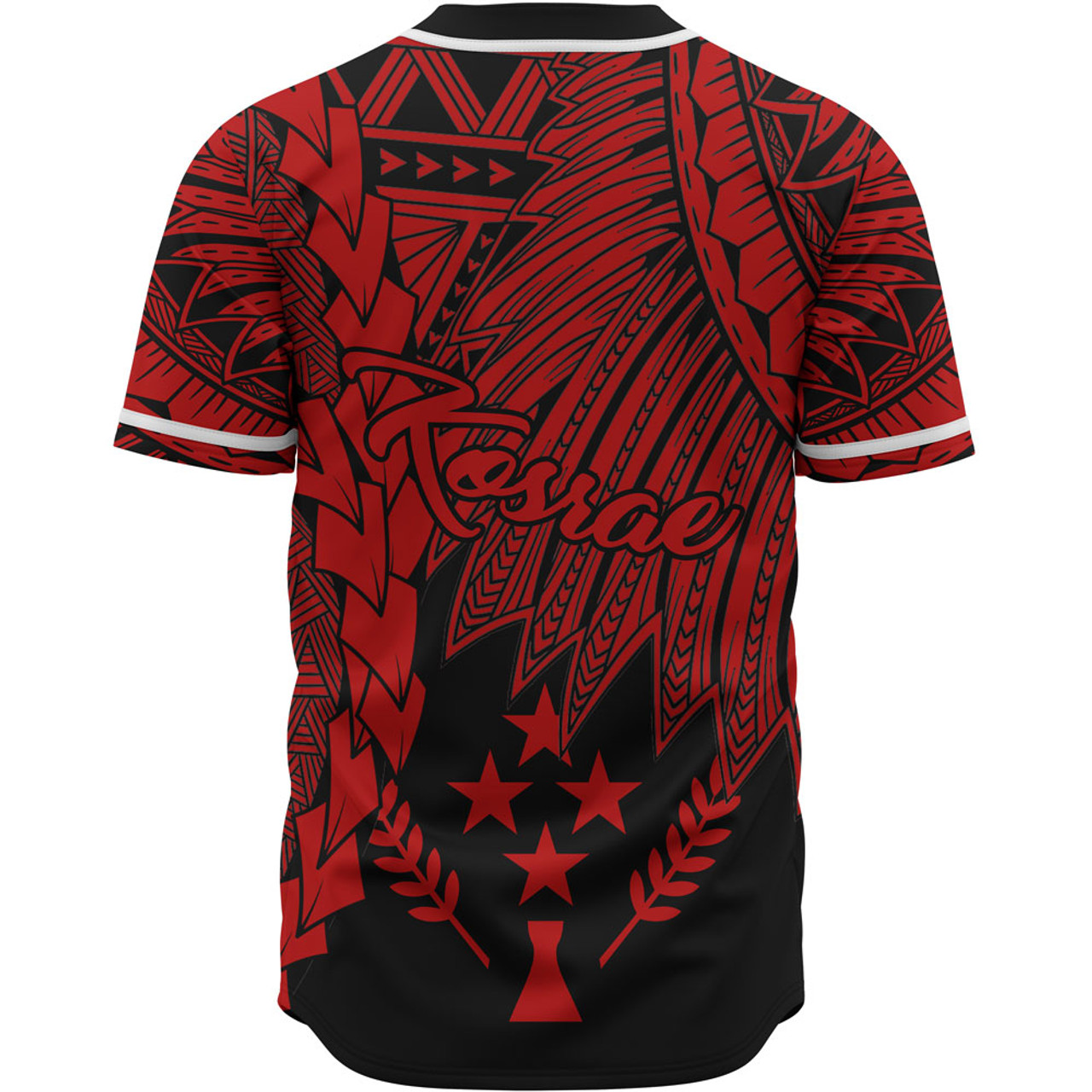 Kosrae Polynesian Custom Personalised Baseball Shirt - Tribal Wave Tattoo Red