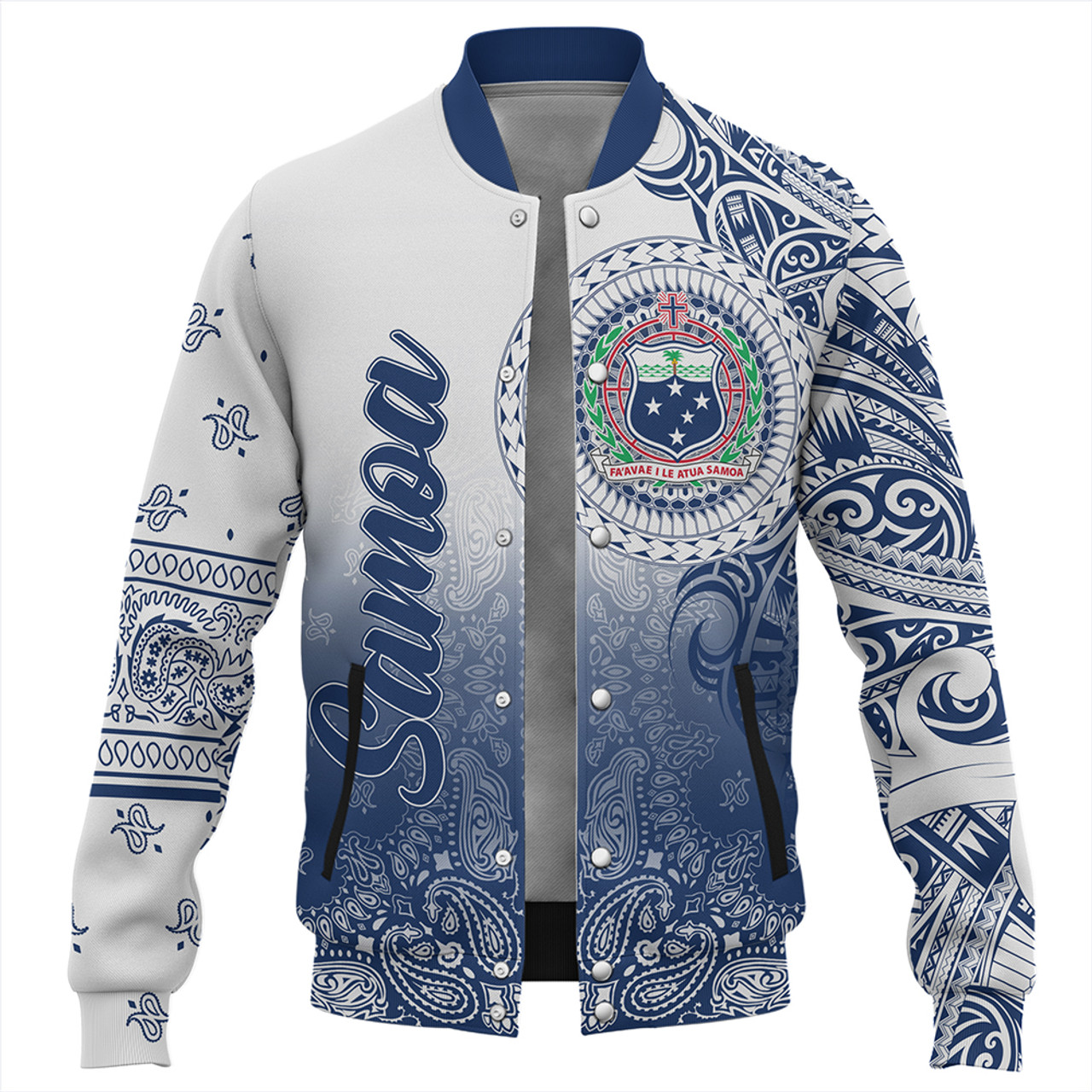 Samoa Baseball Jacket Custom Pattern With Paisley Style