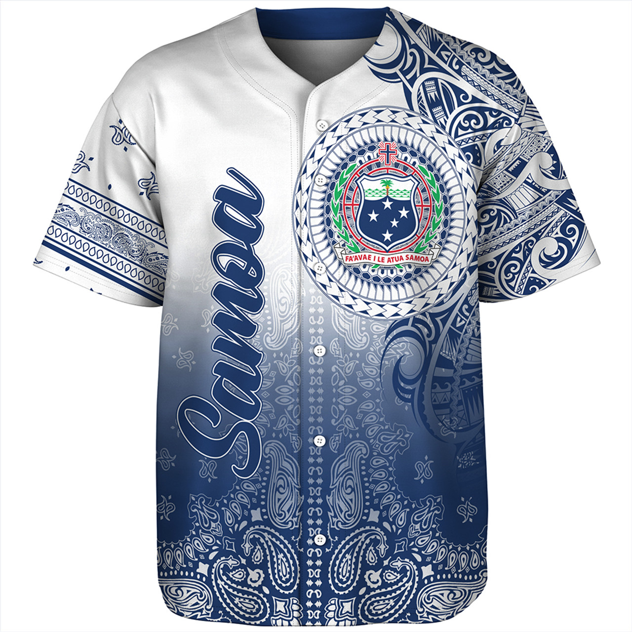 Samoa Baseball Shirt Custom Pattern With Paisley Style