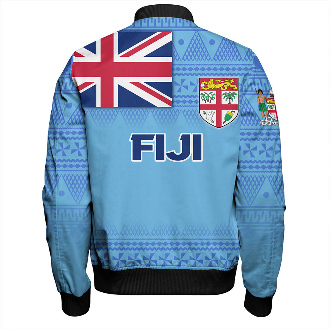 Fiji Bomber Jacket - Flag Color With Traditional Patterns