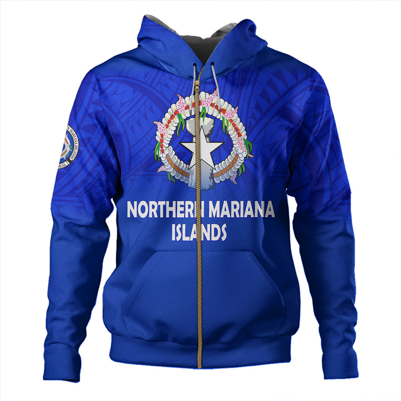 Northern Mariana Islands Hoodie - Flag Color With Traditional Patterns