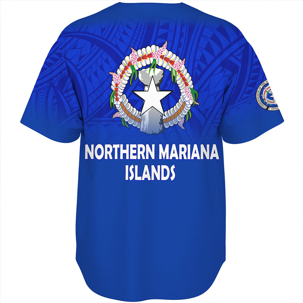 Northern Mariana Islands Baseball Shirt - Flag Color With Traditional Patterns