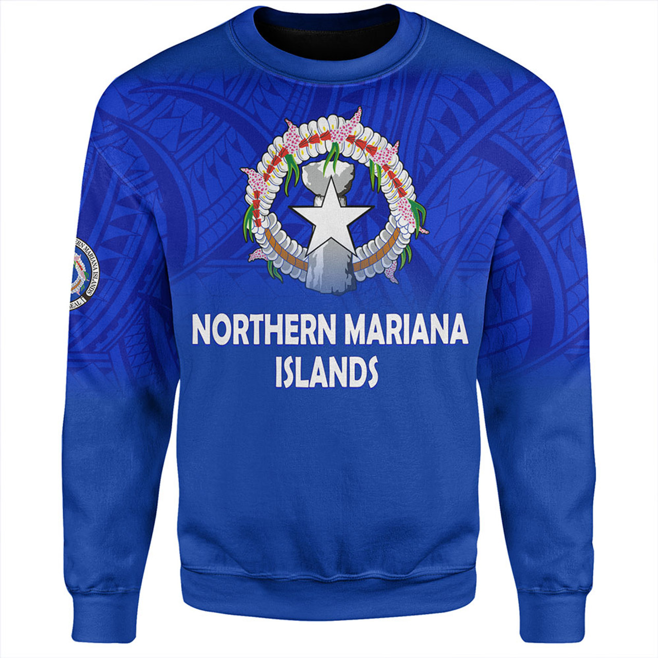 Northern Mariana Islands Sweatshirt - Flag Color With Traditional Patterns