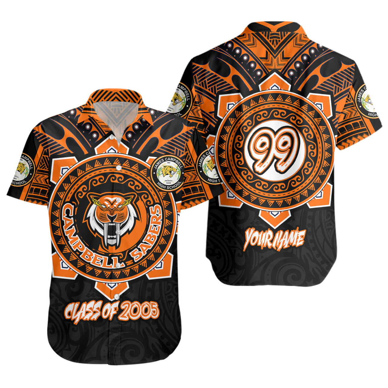 Hawaii Short Sleeve Shirt Custom James Campbell High School SaberNation Super Sabers Tribal Style