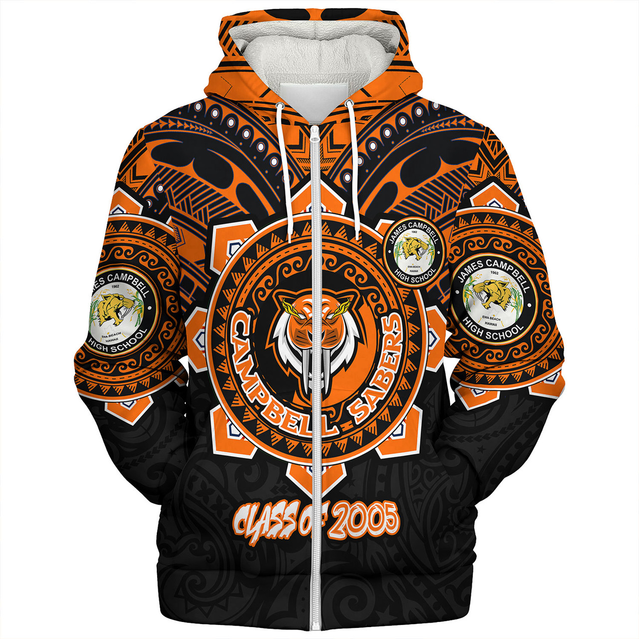 Hawaii Sherpa Hoodie Custom James Campbell High School SaberNation Super Sabers Tribal Style