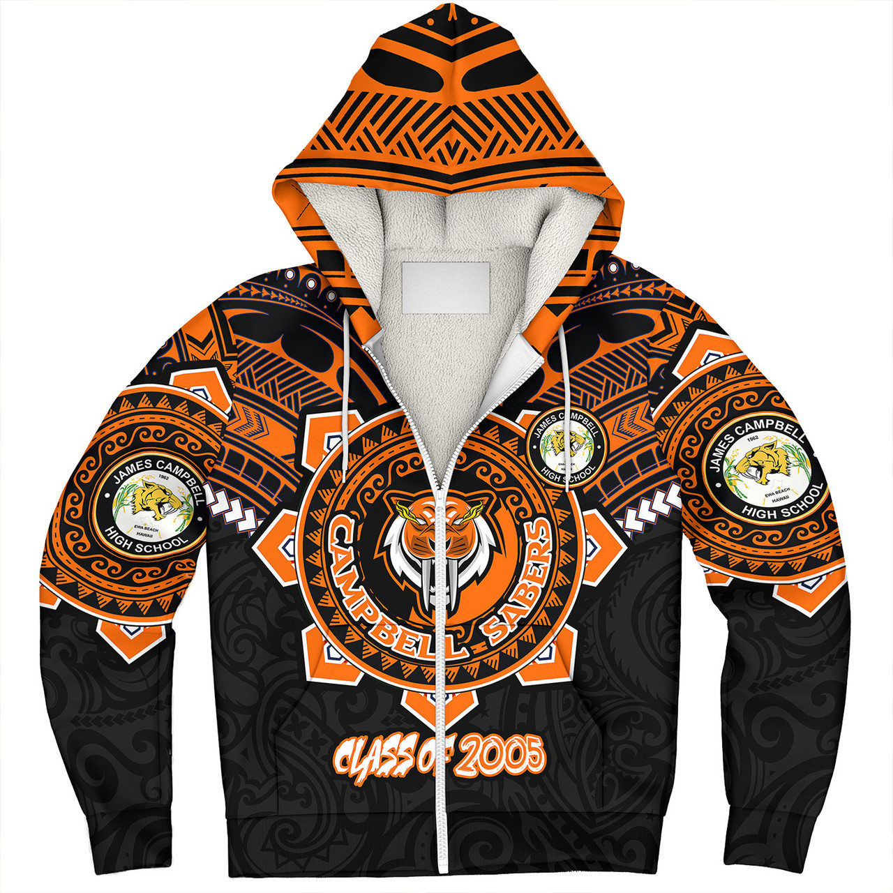 Hawaii Sherpa Hoodie Custom James Campbell High School SaberNation Super Sabers Tribal Style