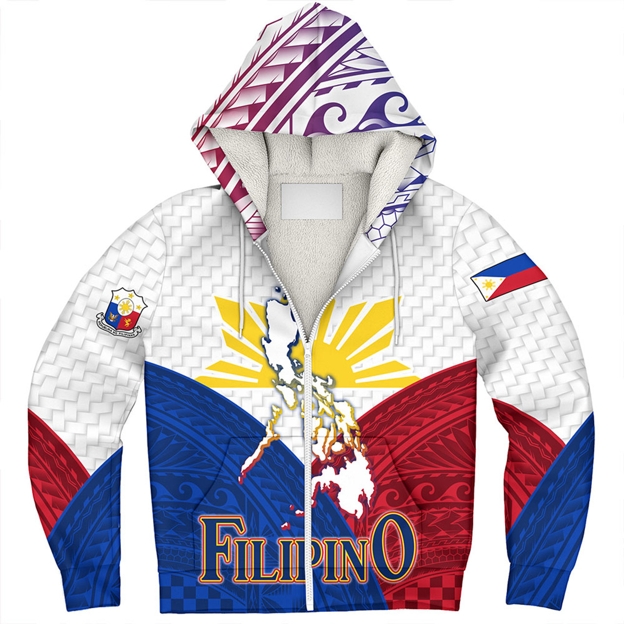 Philippines Sherpa Hoodie - Philippines National Bird With Sun And Stars Style
