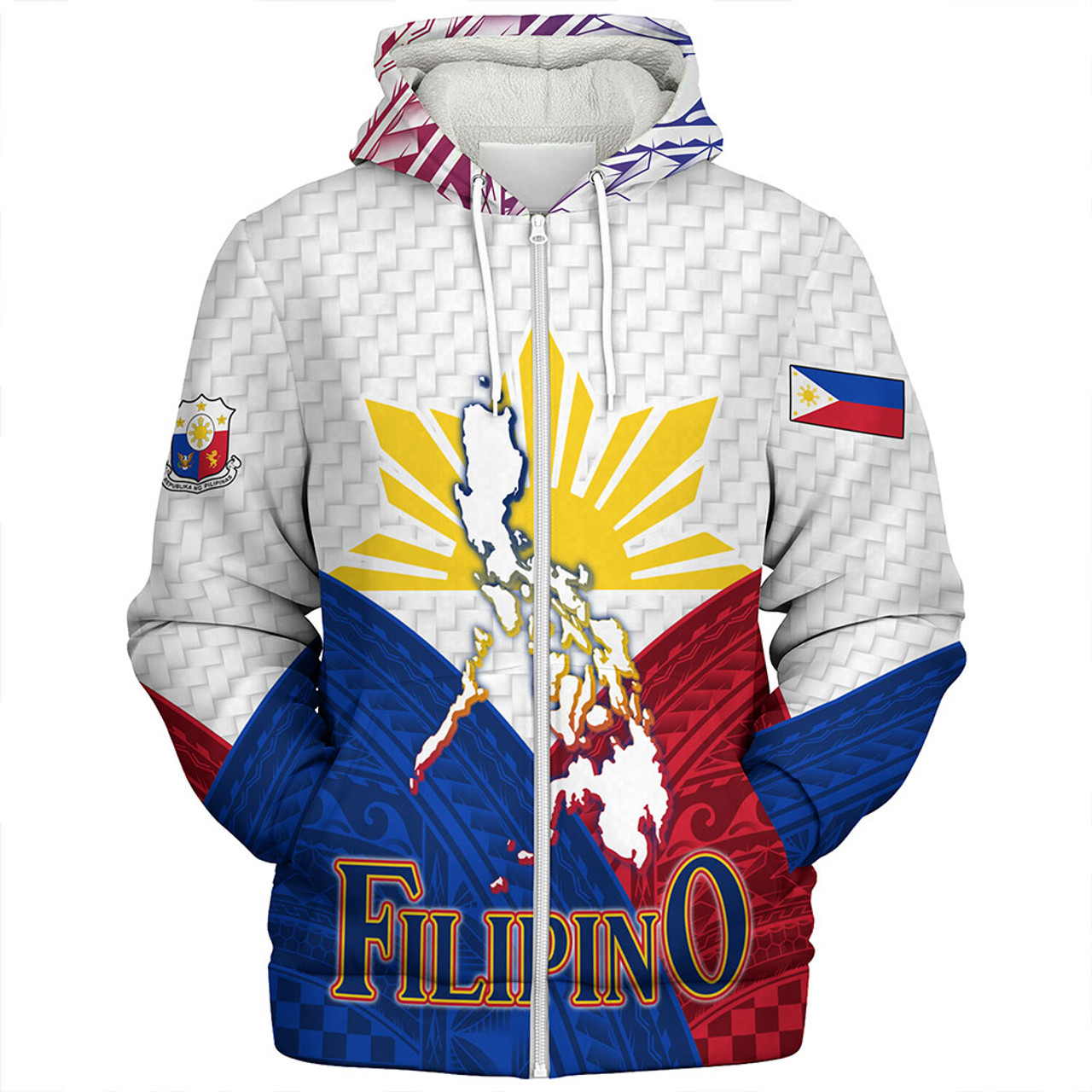 Philippines Sherpa Hoodie - Philippines National Bird With Sun And Stars Style