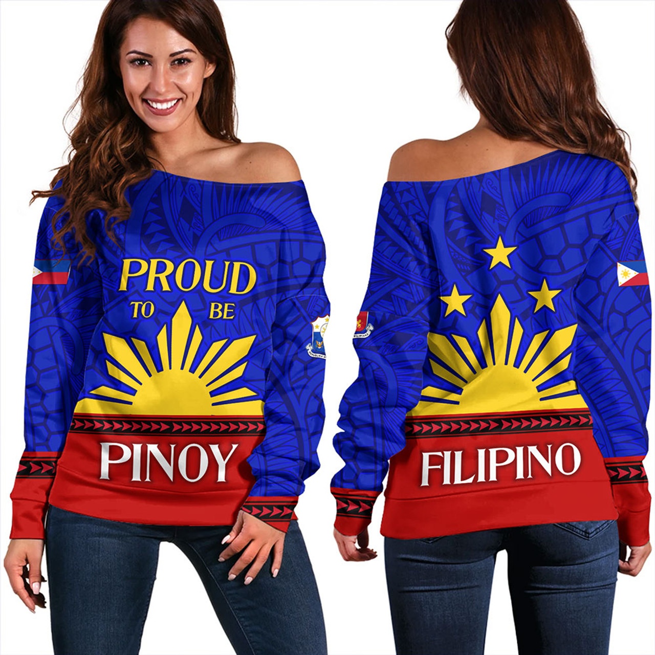 Philippines Off Shoulder Sweatshirt - Proud To Be Pinoy