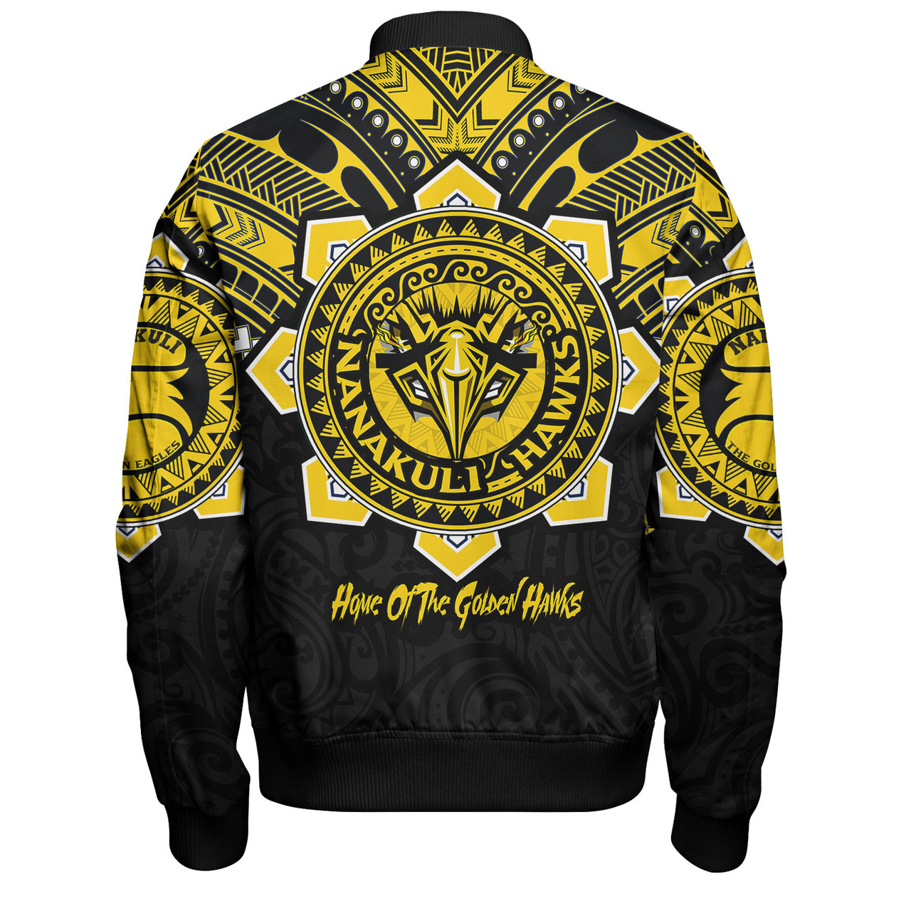 Hawaii Bomber Jacket Custom Nanakuli High & Intermediate School Home Of Golden Hawks Tribal Style