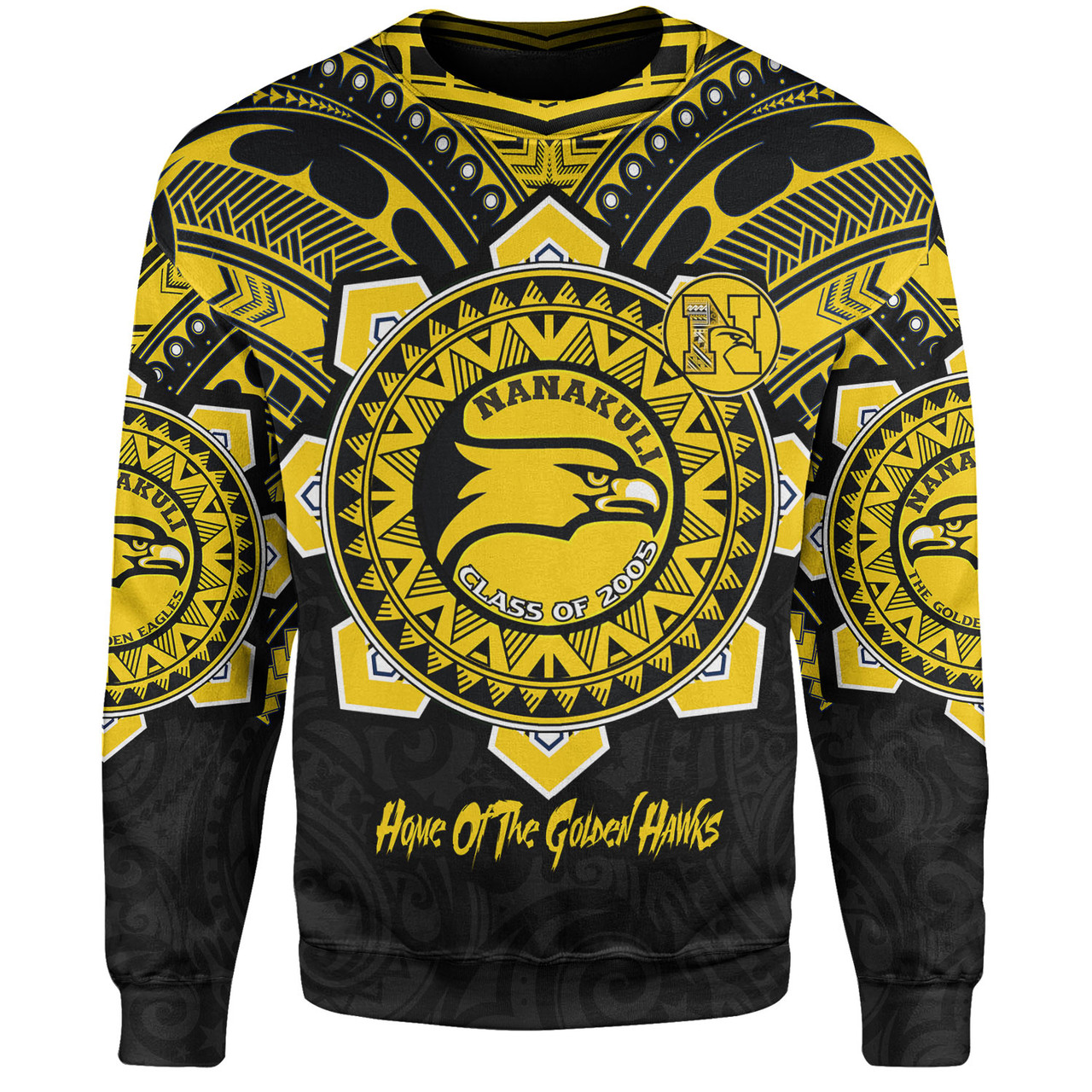 Hawaii Sweatshirt Custom Nanakuli High & Intermediate School Home Of Golden Hawks Tribal Style