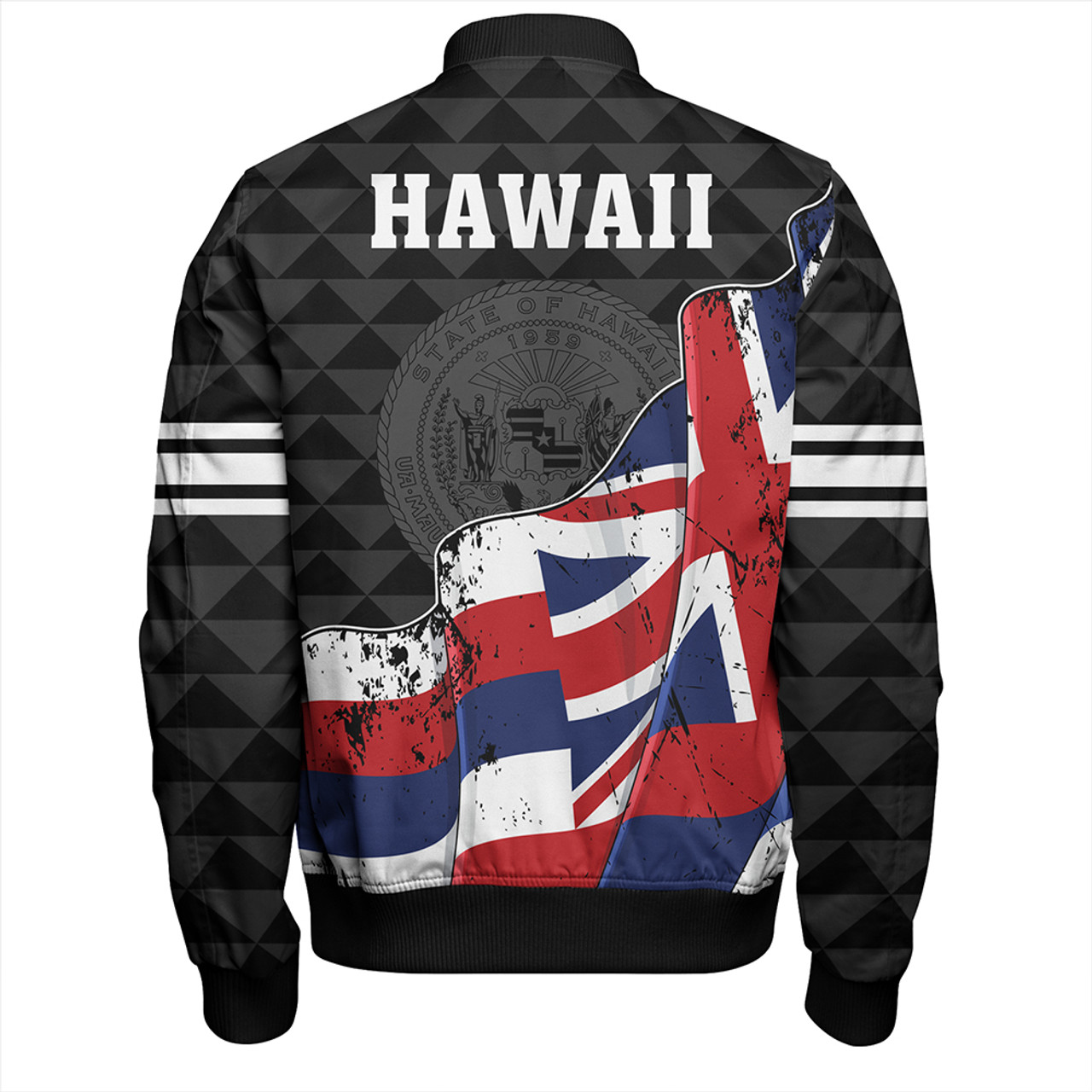 Hawaii Bomber Jacket Flag Alohawaii Kakau Pattern