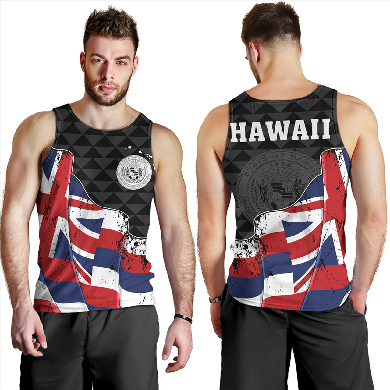Hawaii Tank Top Flag Alohawaii Kakau Pattern