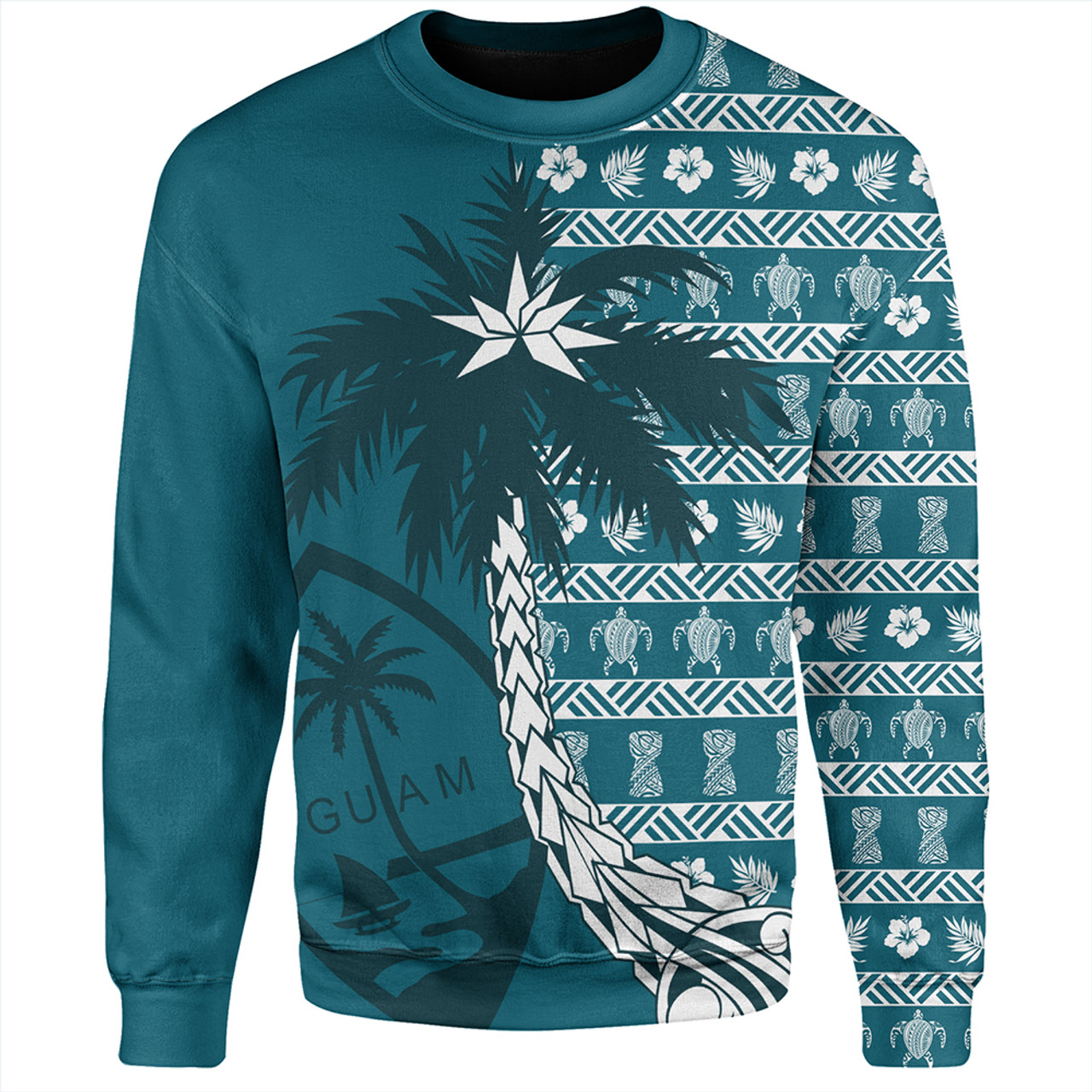 Guam Sweatshirt Tree Coconut Pattern Chamorro