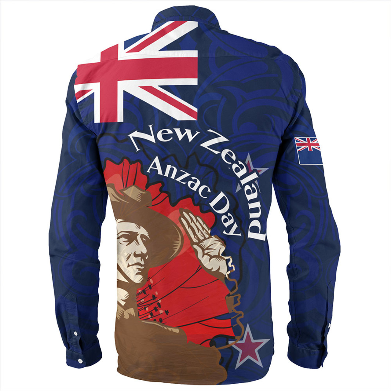 New Zealand Long Sleeve Shirt - FLag Anzac Day Maori Patterns 1