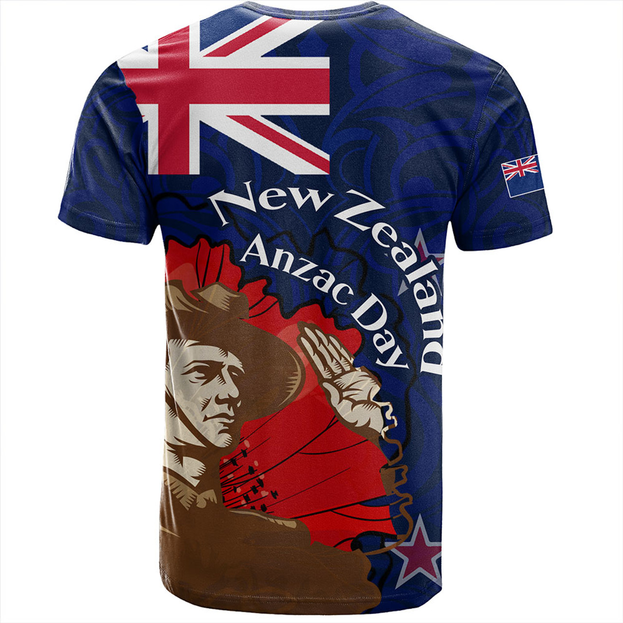 New Zealand T-Shirt - FLag Anzac Day Maori Patterns 1