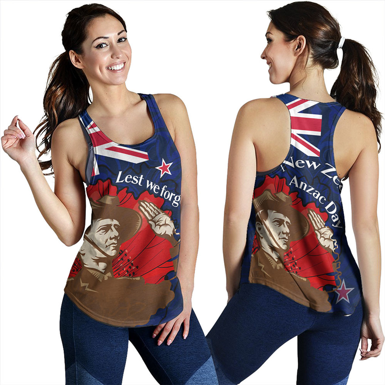 New Zealand Women Tank - FLag Anzac Day Maori Patterns 2