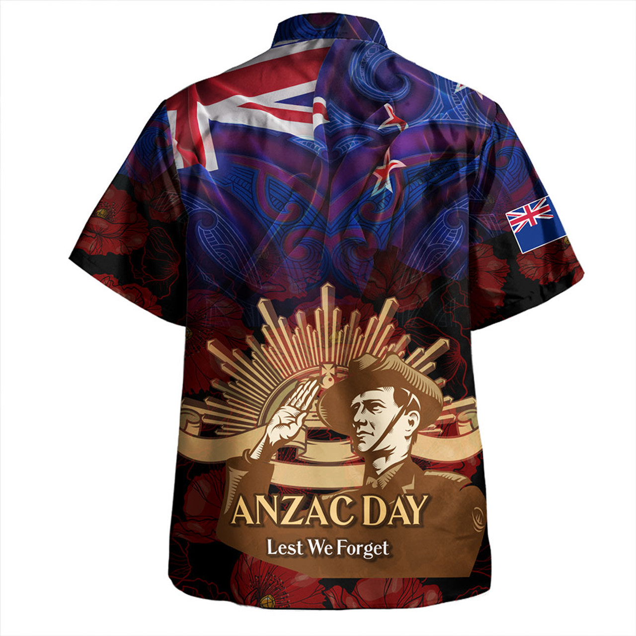 New Zealand Hawaiian Shirt - Anzac Soldier Maori Patterns 1