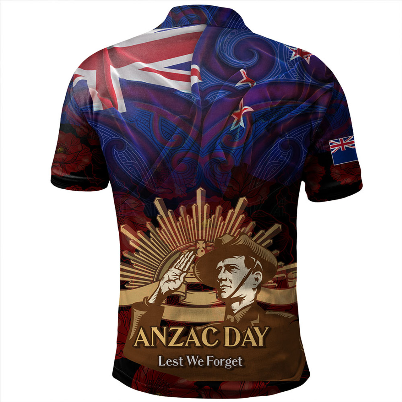 New Zealand Polo Shirt - Anzac Soldier Maori Patterns