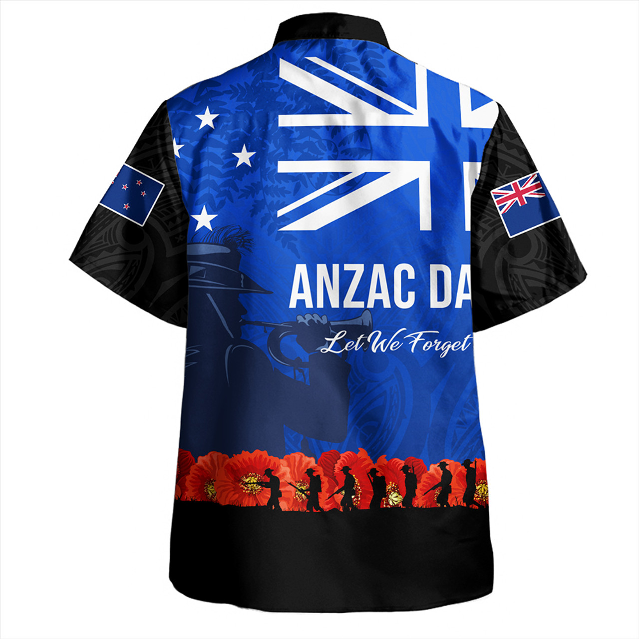 New Zealand Hawaiian Shirt Flag Anzac Day And Red Poppy