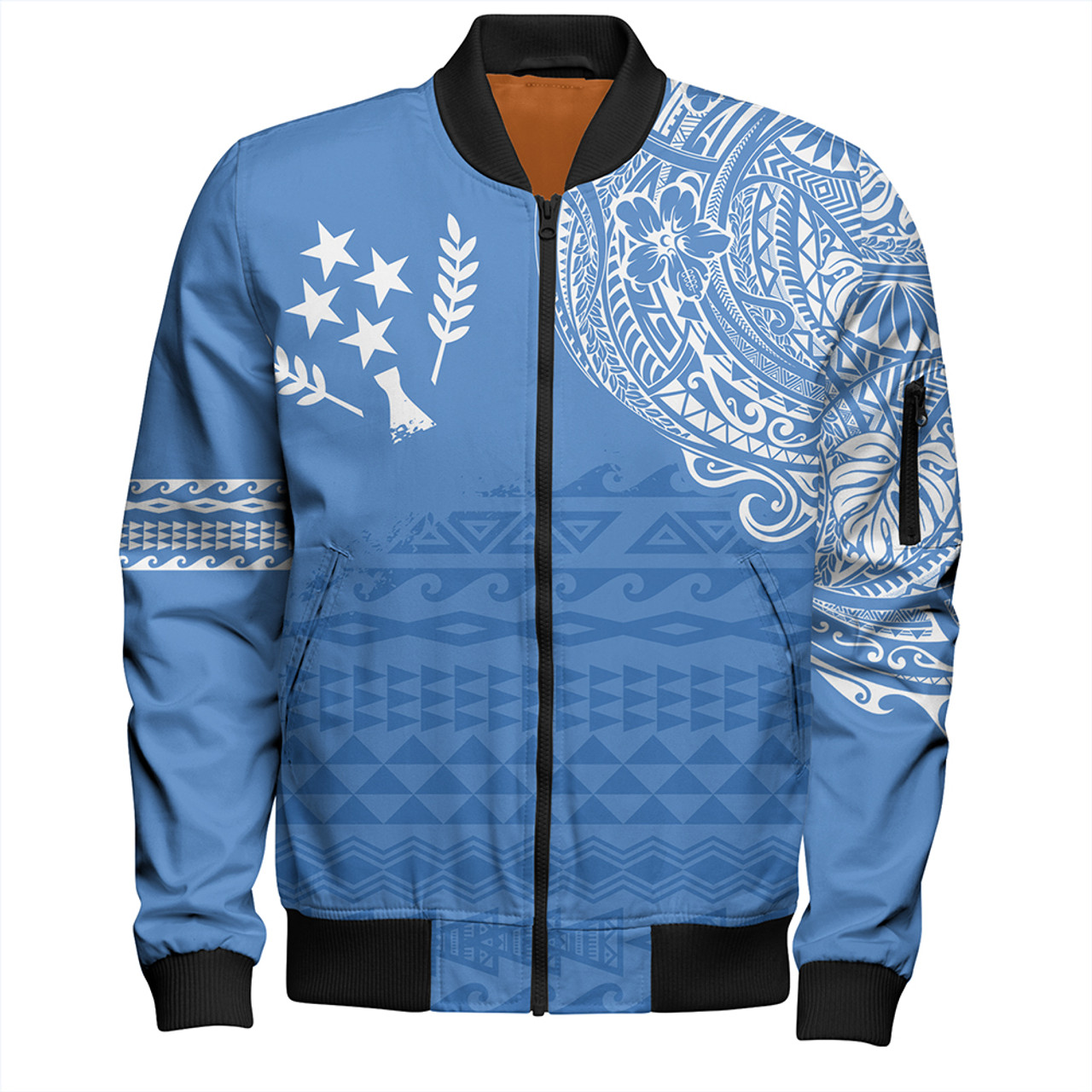 Kosrae Bomber Jacket Polynesian Flag With Coat Of Arms