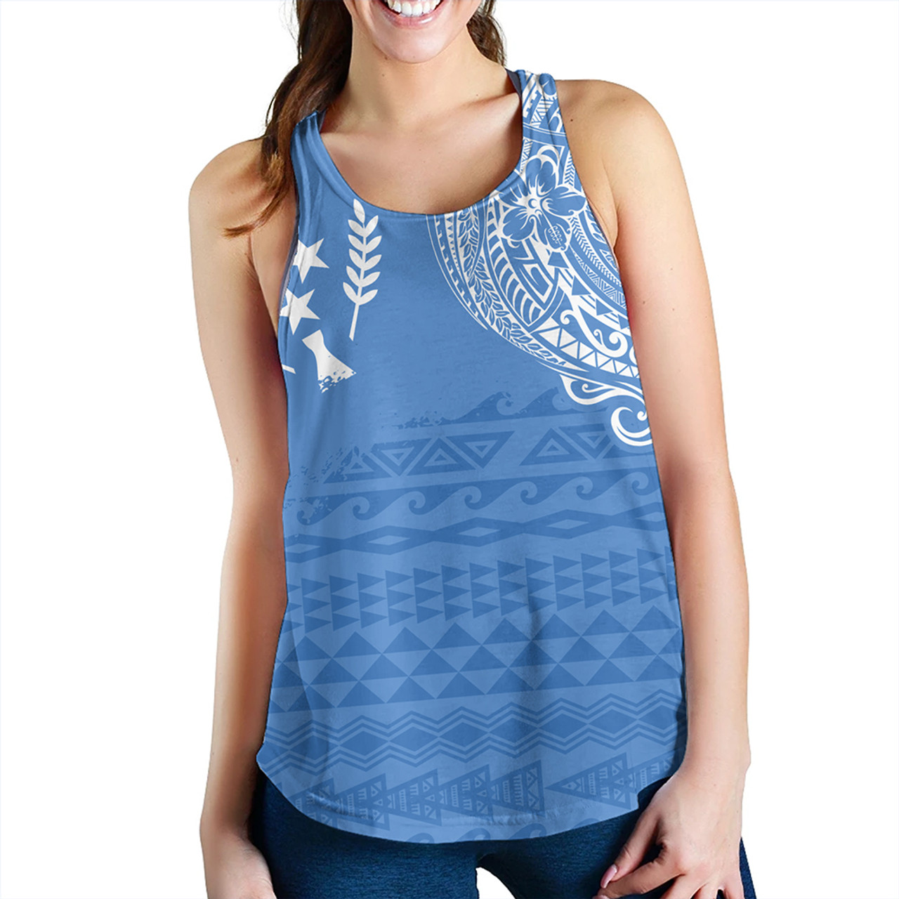 Kosrae Women Tank Polynesian Flag With Coat Of Arms