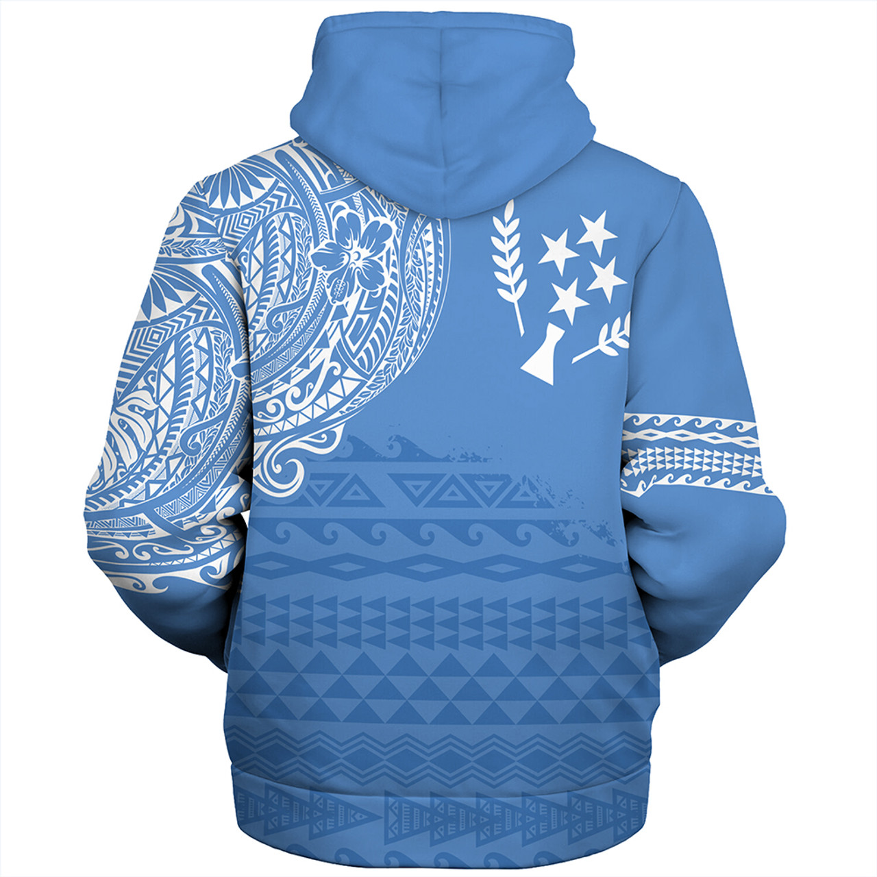 Kosrae Sherpa Hoodie Polynesian Flag With Coat Of Arms