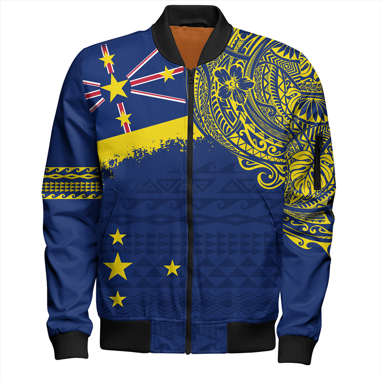 Niue Bomber Jacket Polynesian Flag With Coat Of Arms