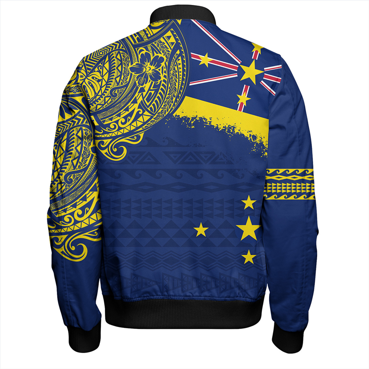 Niue Bomber Jacket Polynesian Flag With Coat Of Arms