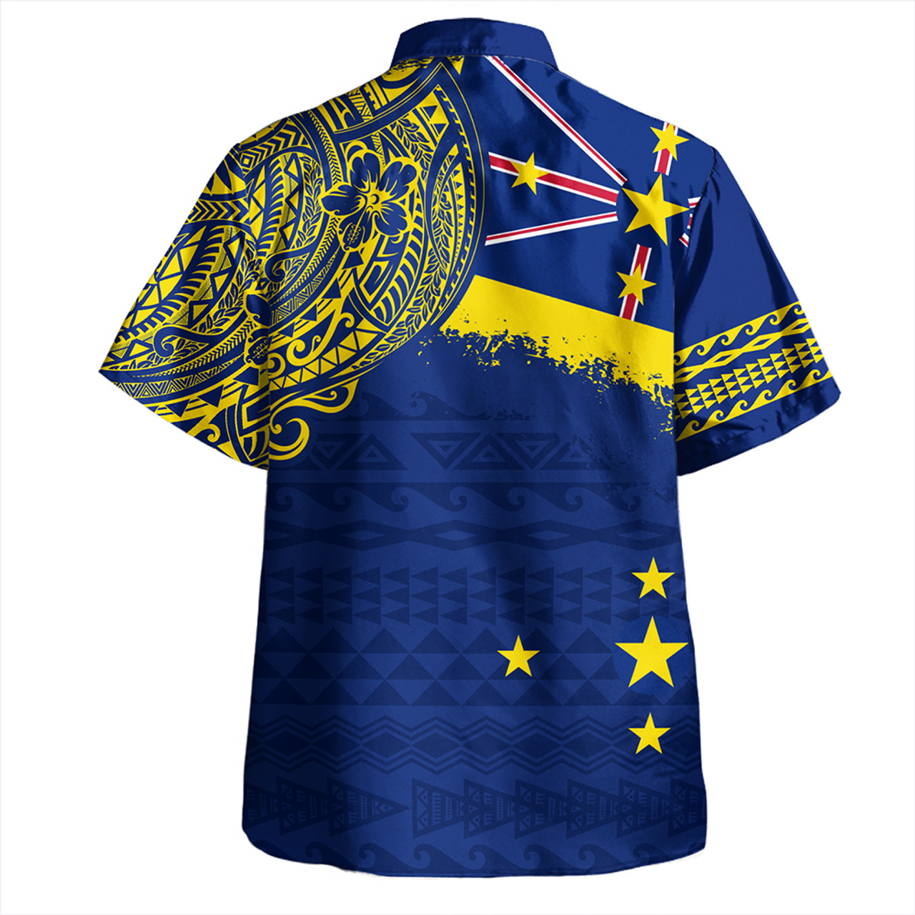 Niue Hawaiian Shirt Polynesian Flag With Coat Of Arms