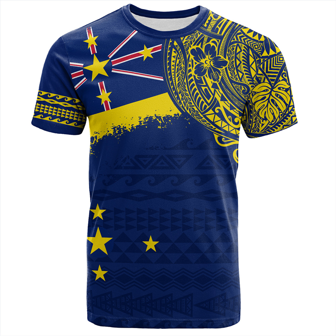 Niue T-Shirt Polynesian Flag With Coat Of Arms