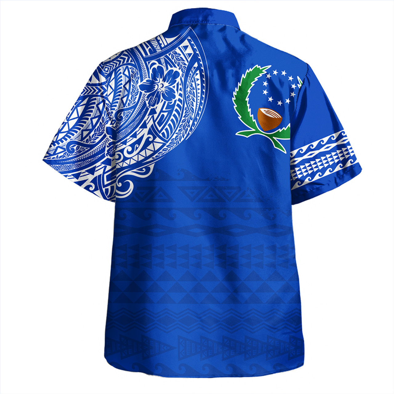 Pohnpei State Hawaiian Shirt Polynesian Flag With Coat Of Arms