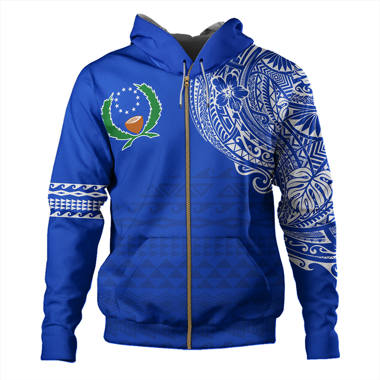 Pohnpei State Hoodie Polynesian Flag With Coat Of Arms